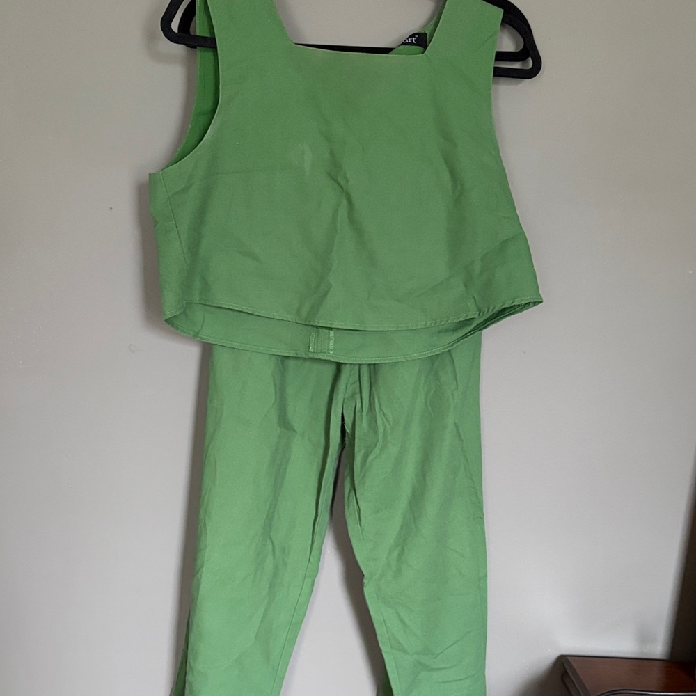 Green Women's Linen Pant Set